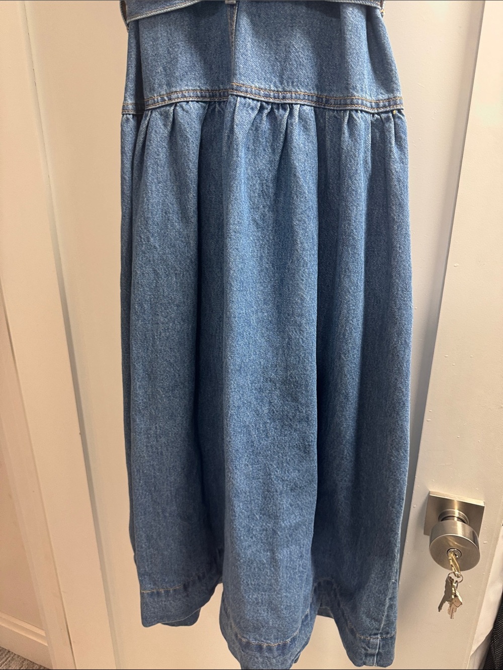 Universal Thread Blue Sleeveless Tie-Waist Denim Midi Dress - Picture 11 of 13